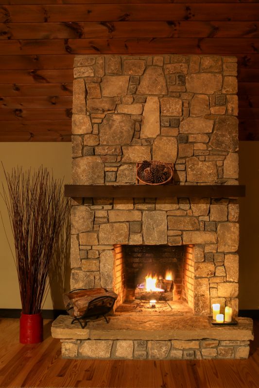 Tiled Fireplace with Natural Stone