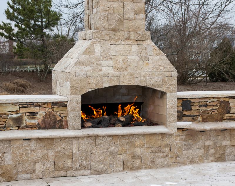 Outdoor Fireplace with Tile Finish